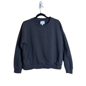 ALL FENIX Gray Embroidered Spell Out Crewneck Sweatshirt Pullover Women’s Small